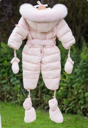 Bobble Babies Snowsuit- Cany Pink/ Pink Fur