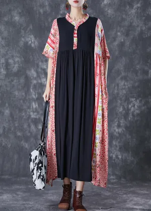 Bohemian Colorblock Ruffled Patchwork Cotton Maxi Dresses Summer LY7084