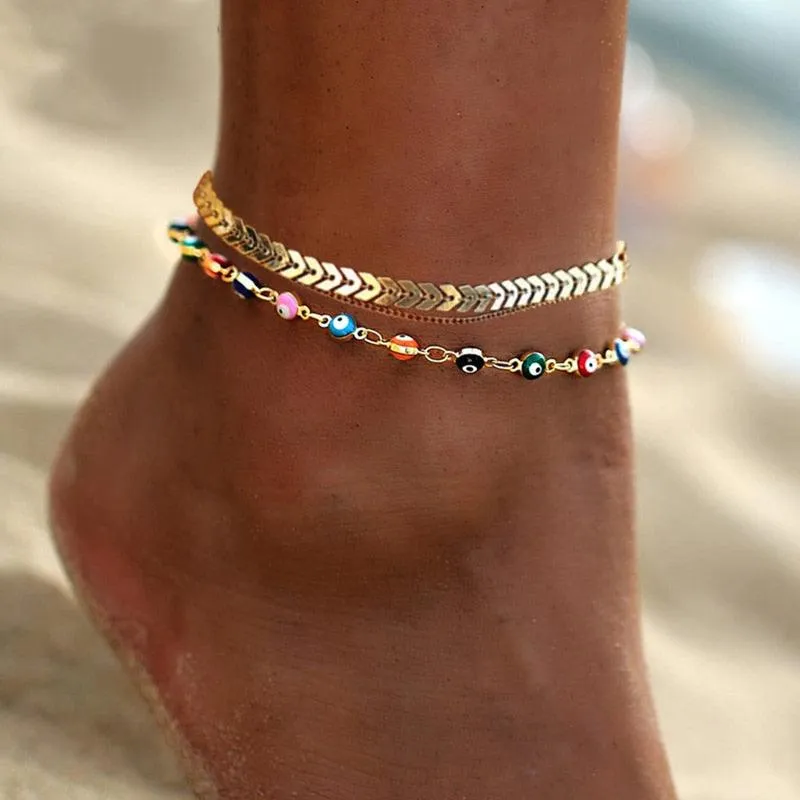 Bohemian Colorful Turkish Eyes Anklets for Women
