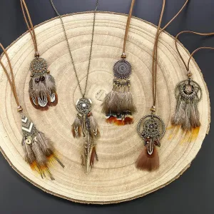 Bohemian Ethnic Long Chain Feather Dreamcatcher