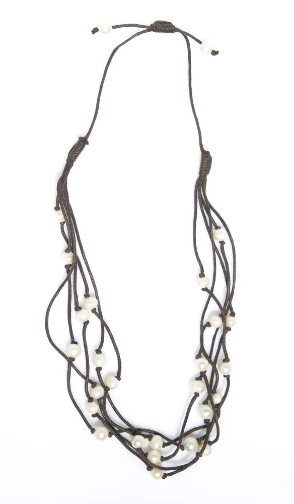 Boho Pearl Necklace Black
