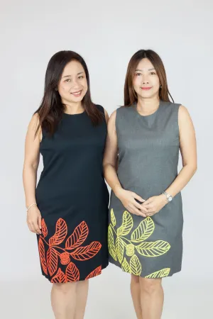 Bold Leaf Print Sleeveless Dress