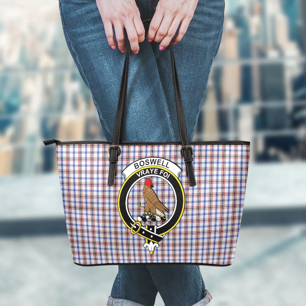 Boswell Tartan Leather Tote Bag with Family Crest