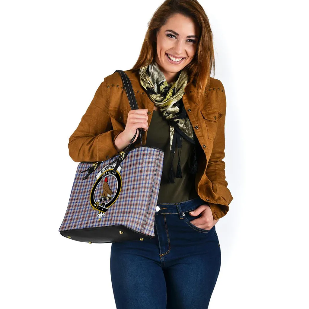 Boswell Tartan Leather Tote Bag with Family Crest