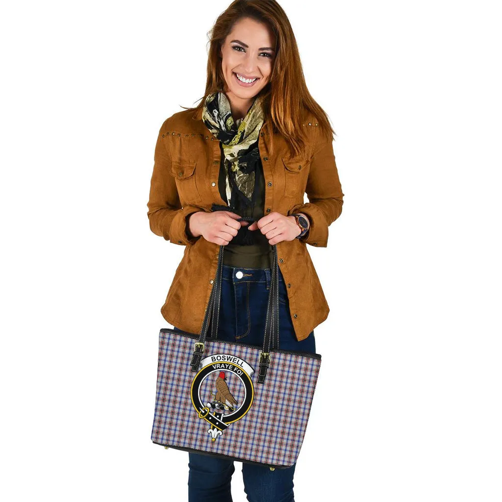 Boswell Tartan Leather Tote Bag with Family Crest
