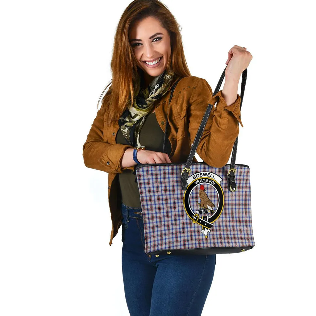 Boswell Tartan Leather Tote Bag with Family Crest