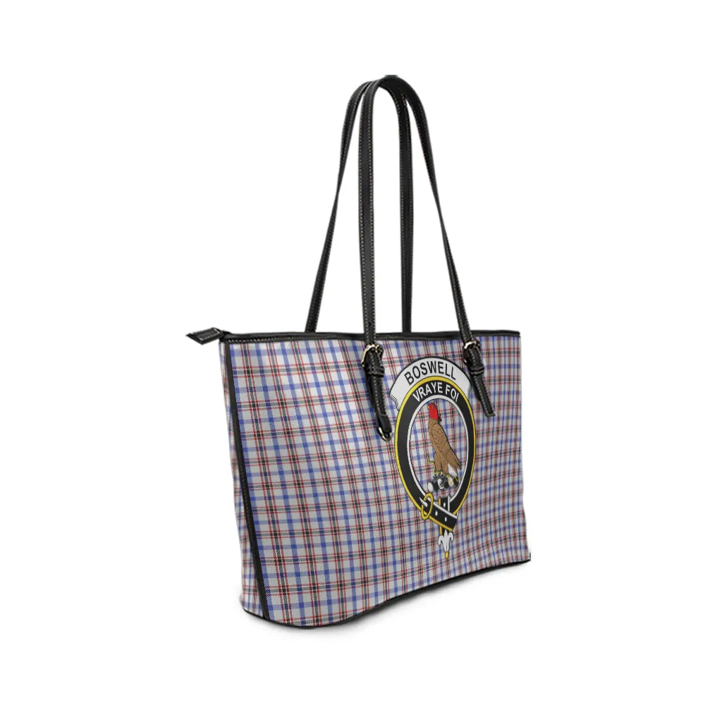 Boswell Tartan Leather Tote Bag with Family Crest