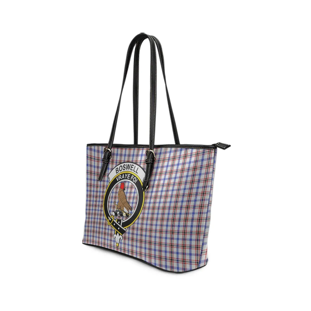 Boswell Tartan Leather Tote Bag with Family Crest