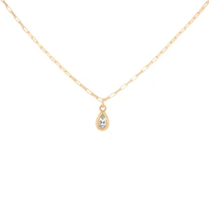 'Boulder' Pear Aquamarine Pendant on Elongated Box Chain