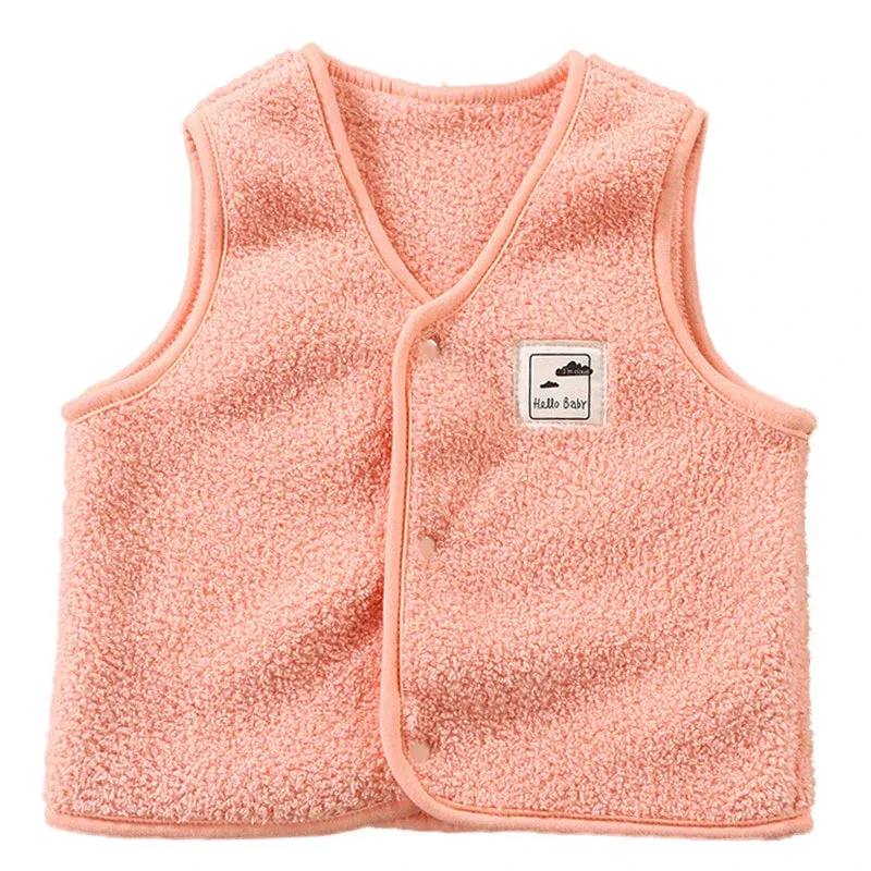 Boy And Girl V-neck Cloudy Velvet Sleeveless Vest Waistcoats 2-12 Years Old Baby Warm Lambswool Vest Coat