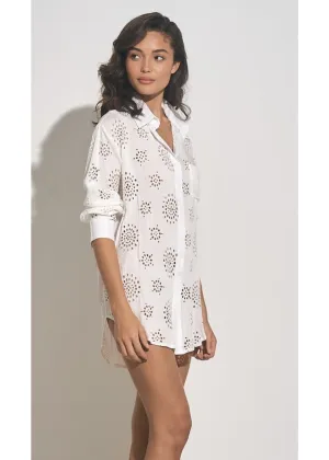 Boyfriend Button Up Coverup- White