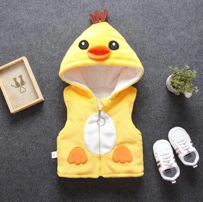 Boys And Girls  Fluffy Cartoon Hooded Vest