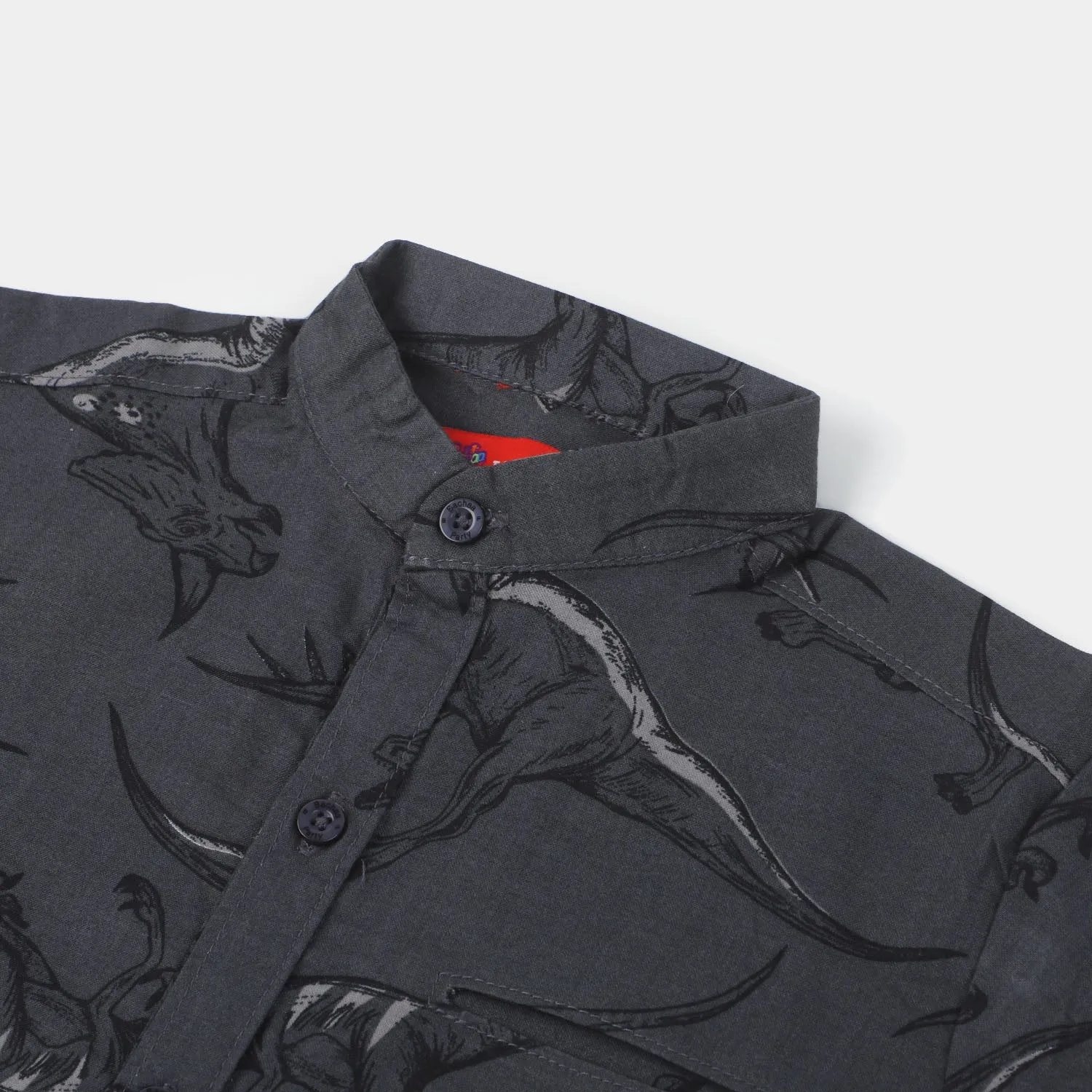 Boys Cotton Casual Shirt Dinosaurs | Grey