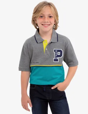 BOYS FELT PATCH POLO SHIRT