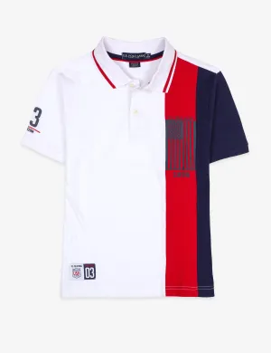 BOYS USPA FLAG VERTICAL STRIPE POLO SHIRT