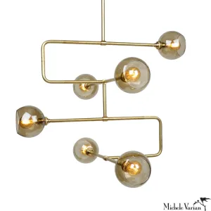 Brass Stacked Triple Circuit Chandelier Pendant Light