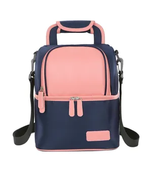 Breast Pump Insulated Cooler Backpack - Blue and Pink
