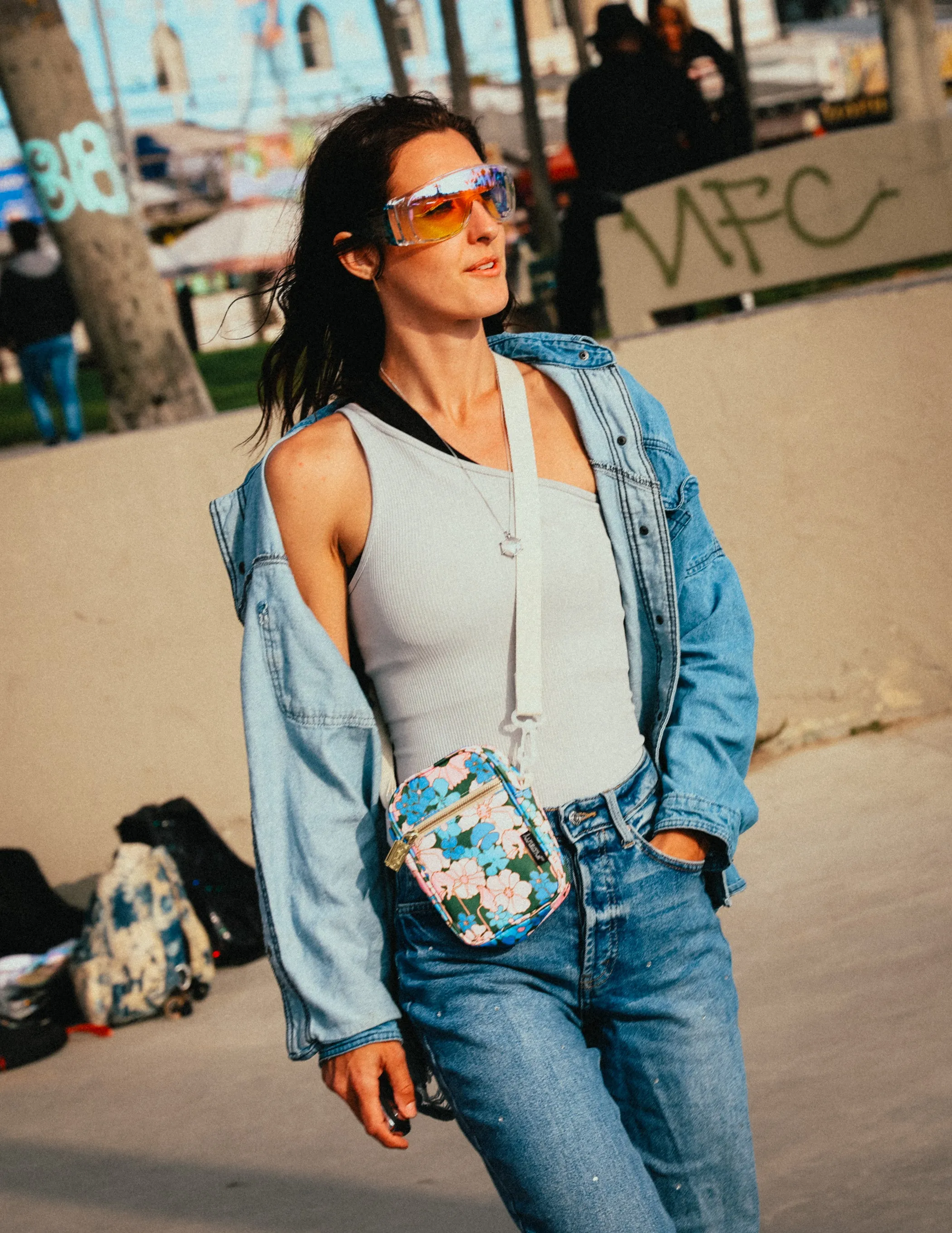 Brick Bag | Mini Crossbody | Recycled RPET | Floral Pink Blue