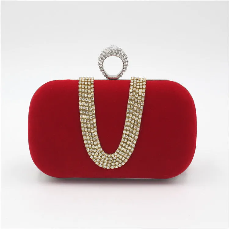 Bridal Diamond-Velvet Clutch