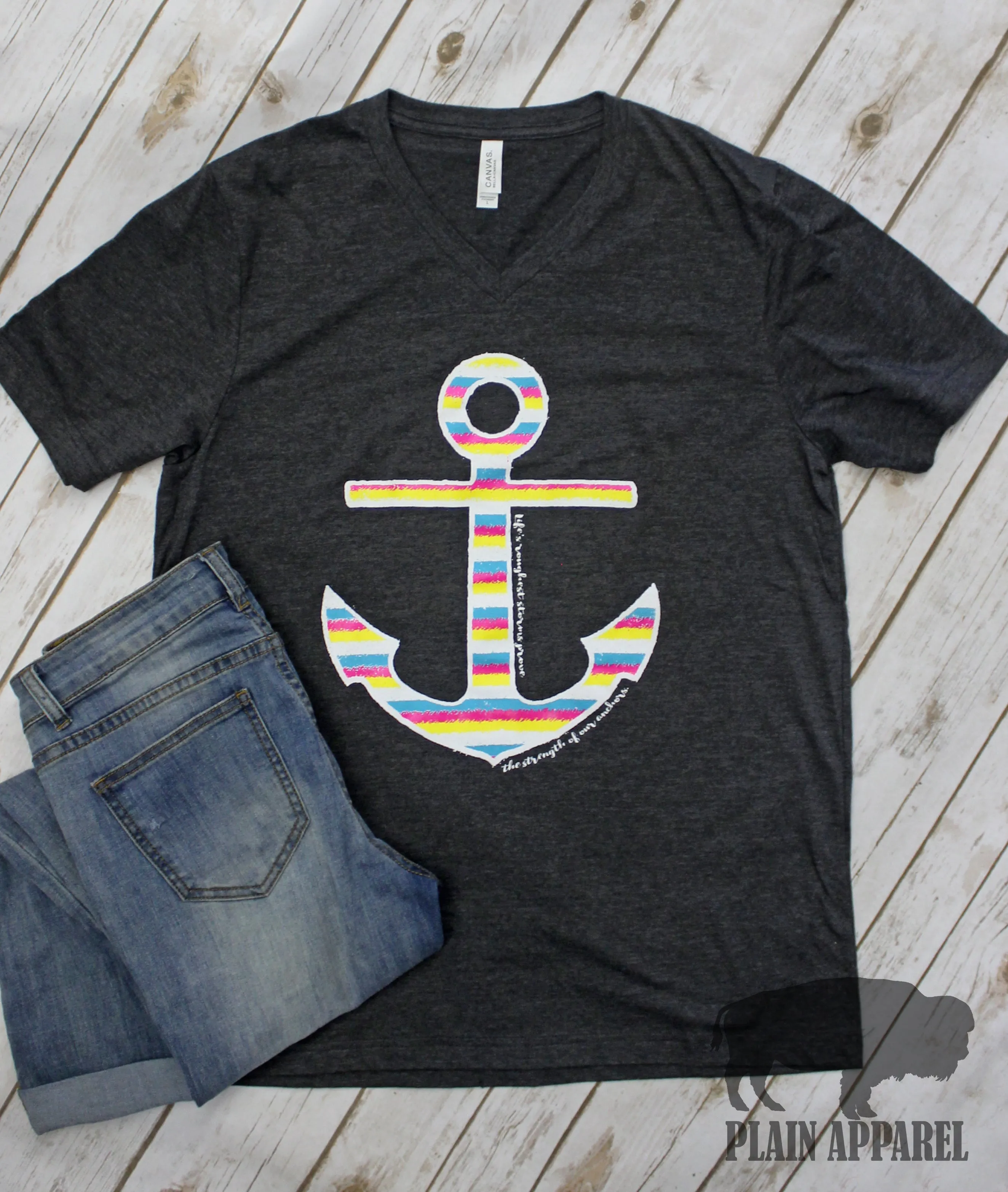 Bright Anchor V-Neck Tee