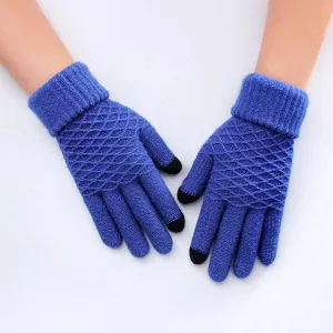 Bright-colored Knitted Touch Screen Cashmere Winter Gloves