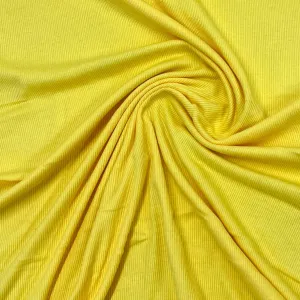 Bright Yellow Cotton Rib Knit Fabric - 2x2