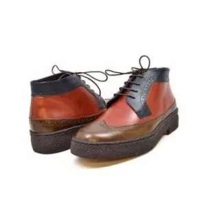 British Walkers Playboy Wingtip Men's Three Tone Olive Combo Leather High Top