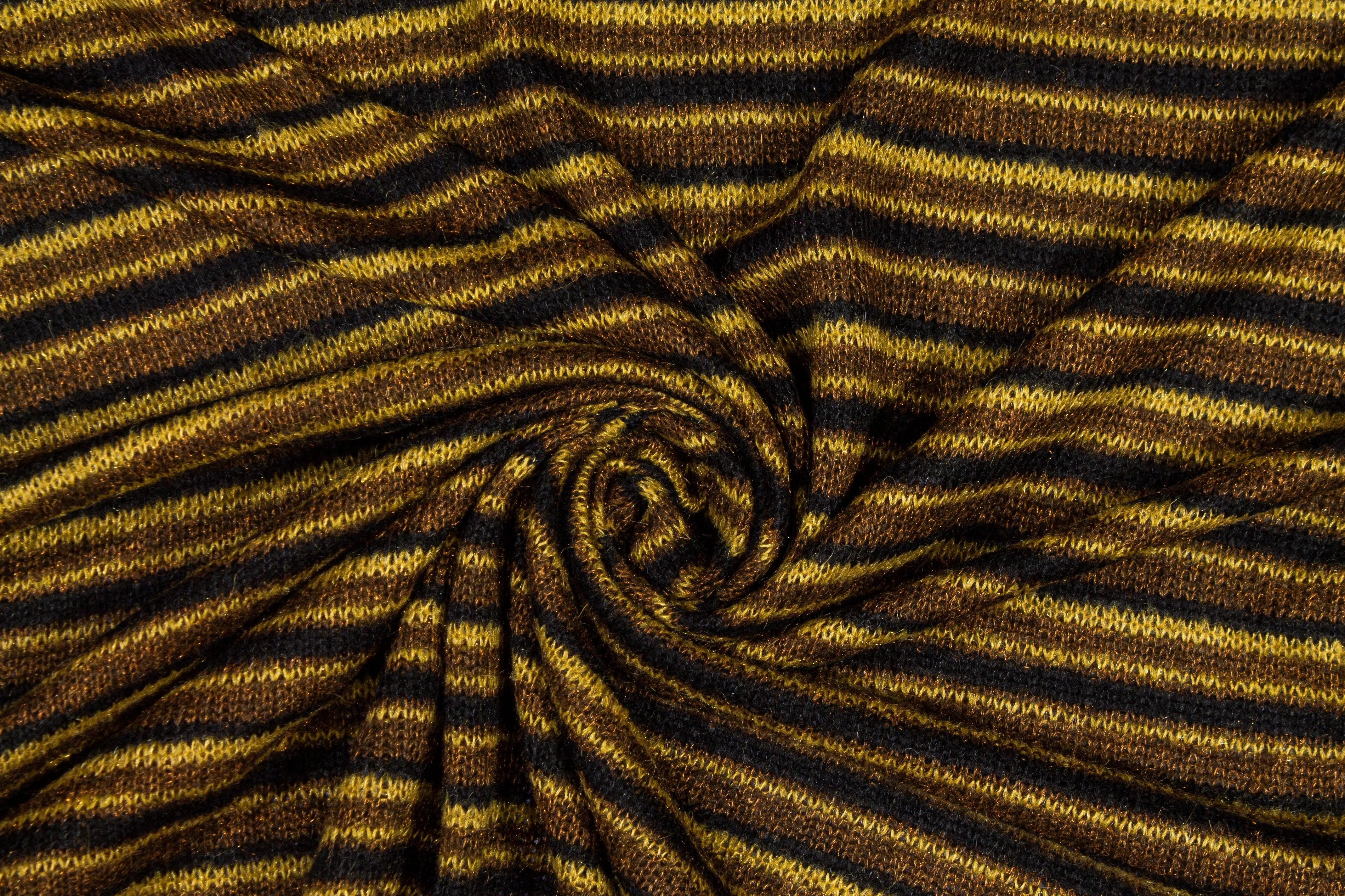 Brown and Black Striped Poly Wool Jersey Knit