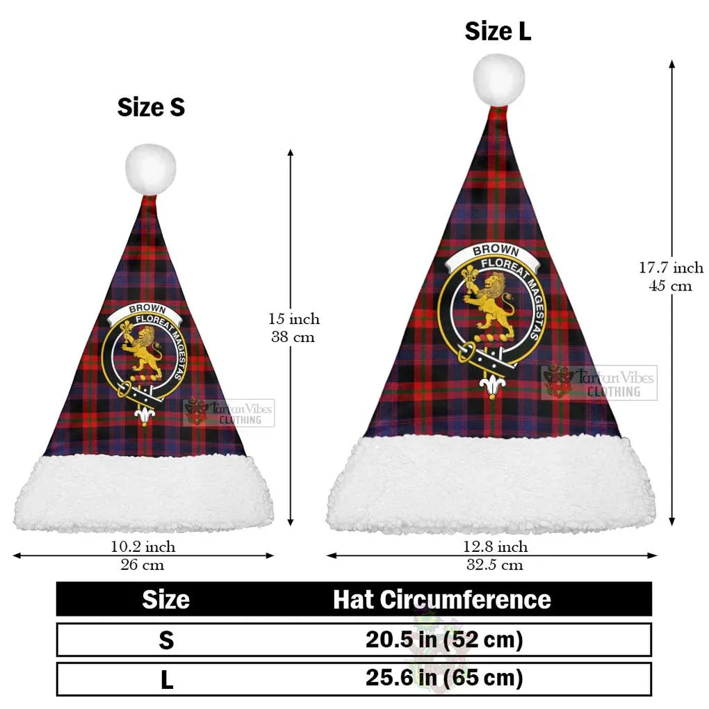 Brown (Broun) Tartan Christmas Santa Hats with Family Crest