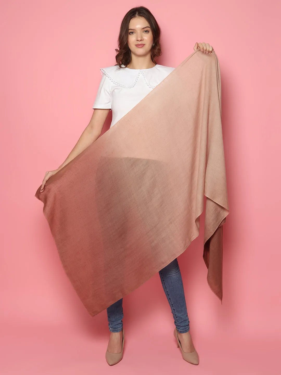 Brown Ombre Pure Pashmina Online Multi shaded shawl, shawls for dresses
