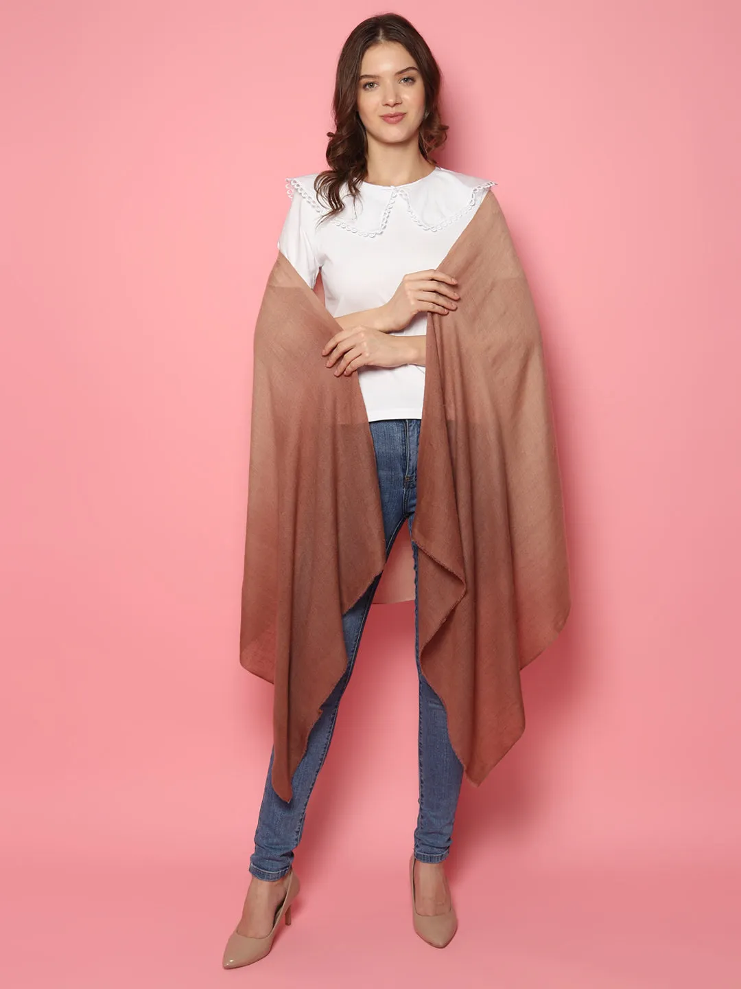 Brown Ombre Pure Pashmina Online Multi shaded shawl, shawls for dresses