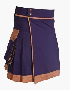 BROWN PIPING IN A MODERN PURPLE UTILITY KILT