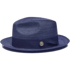 Bruno Capelo Men's navy blue summer dress casual straw hats