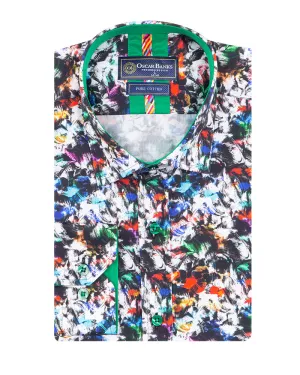 Brush Strokes Print Shirt with Matching Handkerchief