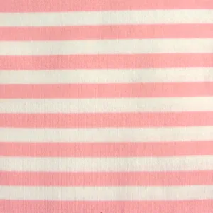 Bubblegum and White Stripe Cotton Lycra Knit Fabric