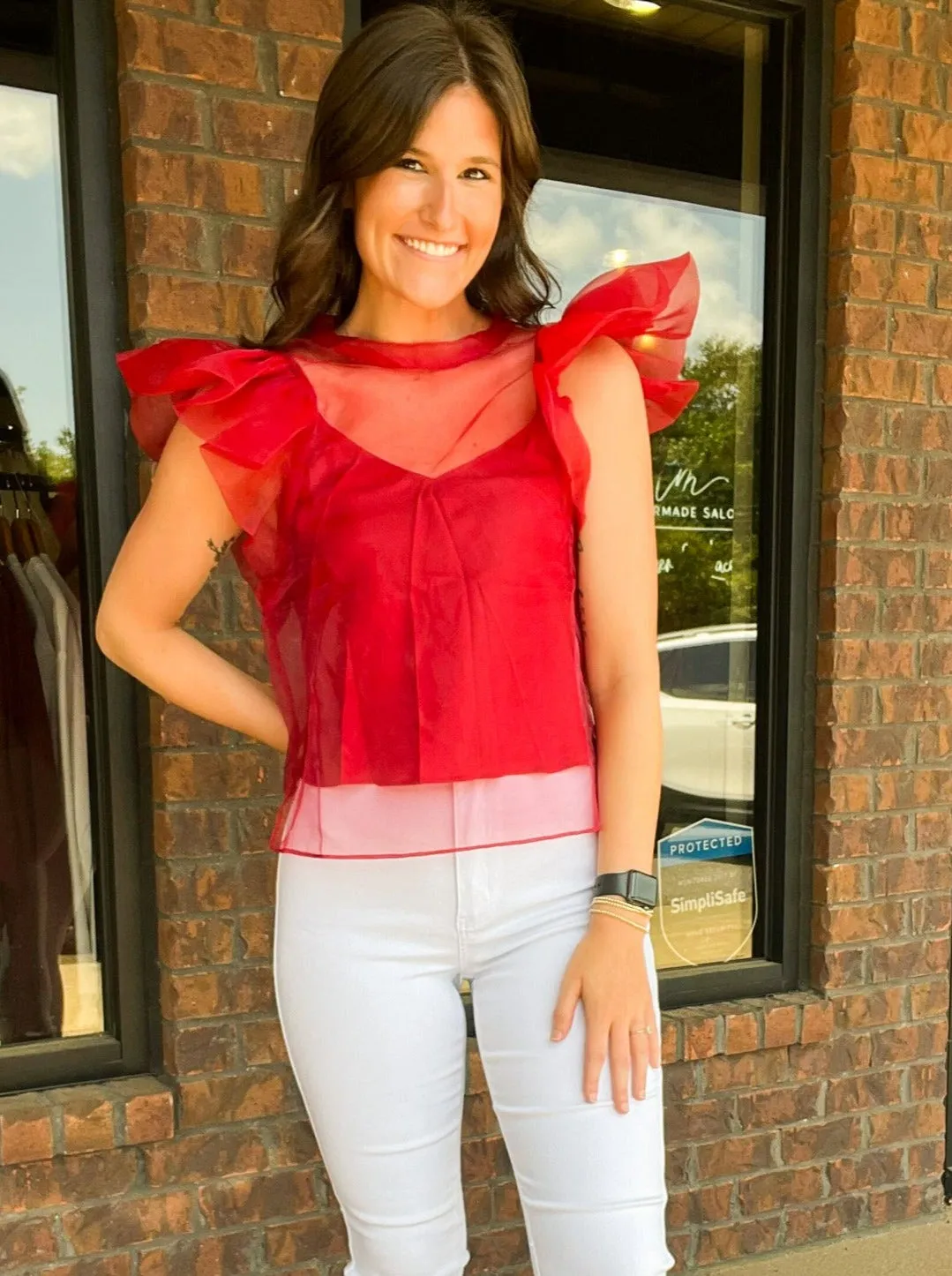 BuddyLove Organza Ruffle Sleeve Layered Blouse