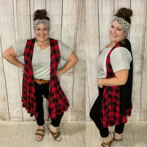 Buffalo Plaid Ruffle Hem Vest