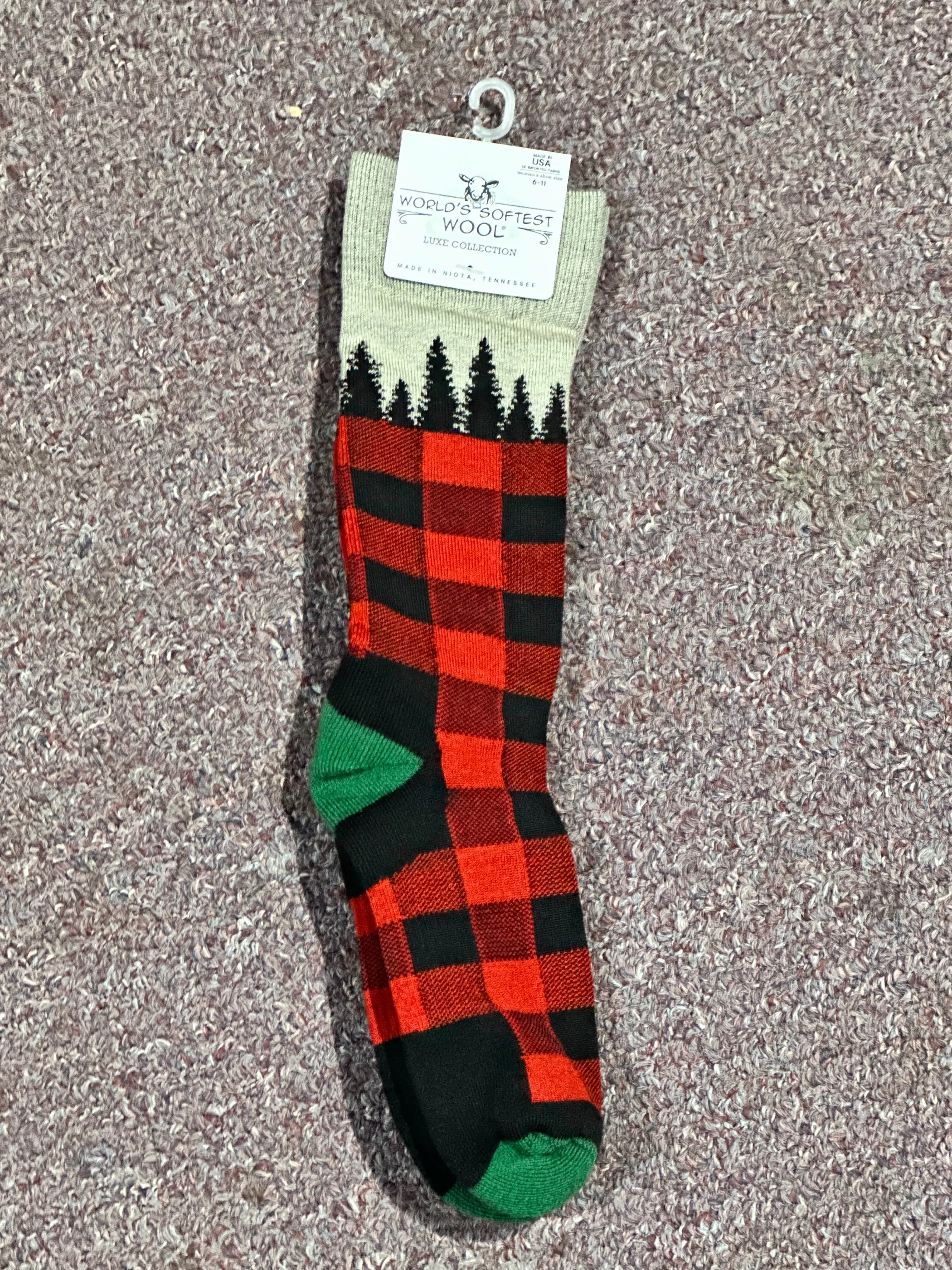 Buffalo Tree Plaid Socks