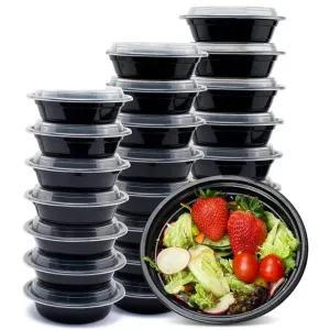 *BULK*  16oz Black Meal Prep/ Bento Box Disposable Container with Clear Lid