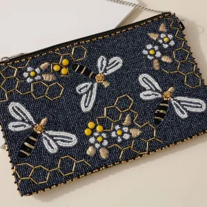 Bumble Bee Beaded Clutch Bag