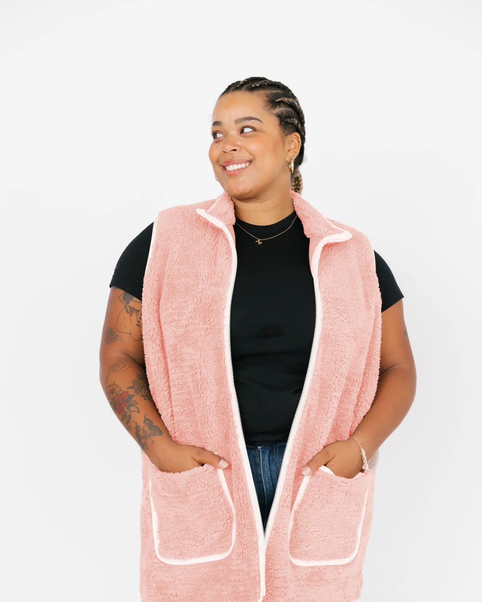 Bundle Up Teddy Vest | Rose Pink