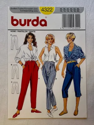 Burda 4322 UNCUT Adult Pants Sizes 10-20