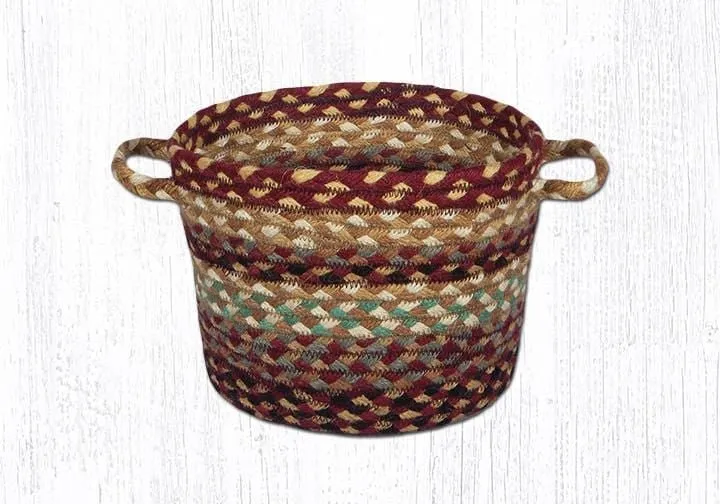 Burgundy, Gray, and Cream Woven Basket