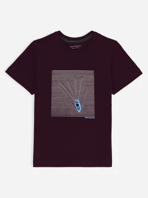 Burgundy Printed  'Boat' Casual tee