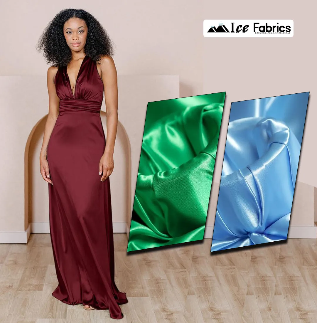 Burgundy Shiny Bridal Satin Fabric