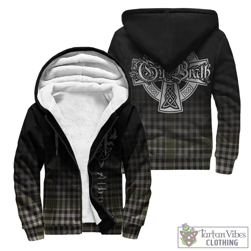 Burns Check Tartan Sherpa Hoodie Featuring Alba Gu Brath Family Crest Celtic Inspired