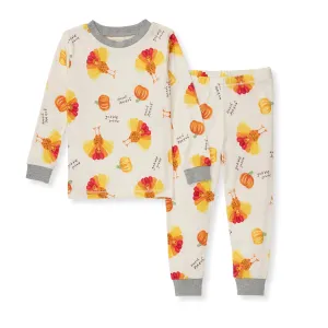 Burt's Bees Organic Snug Fit Two-Piece Pajamas Turkey Gobble