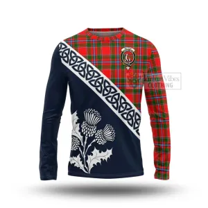 Butter Tartan Long Sleeve T-Shirt Featuring Thistle and Scotland Map
