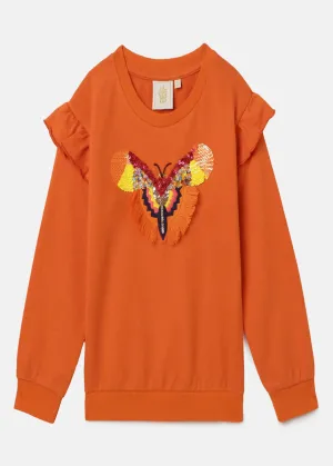 BYB PREMIUM ORANGE COTTON ELASTANE SWEAT SHIRT FOR GIRLS