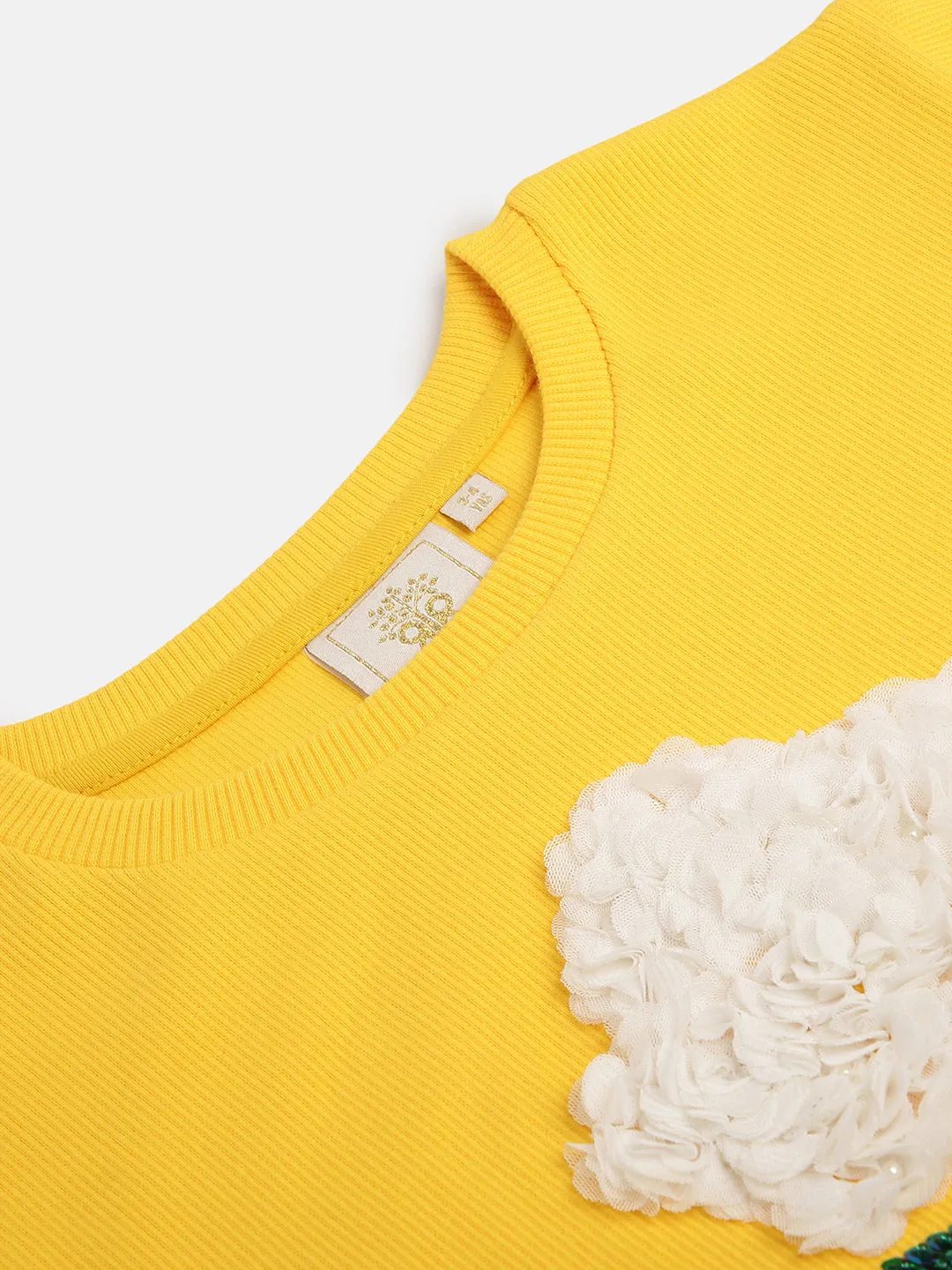 BYB PREMIUM YELLOW COTTON ELASTANE SWEAT SHIRT FOR GIRLS